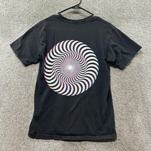 Spitfire T-Shirt Men‎ Small Black Swirl Graphic Logo Skater Y2k Short Sleeve